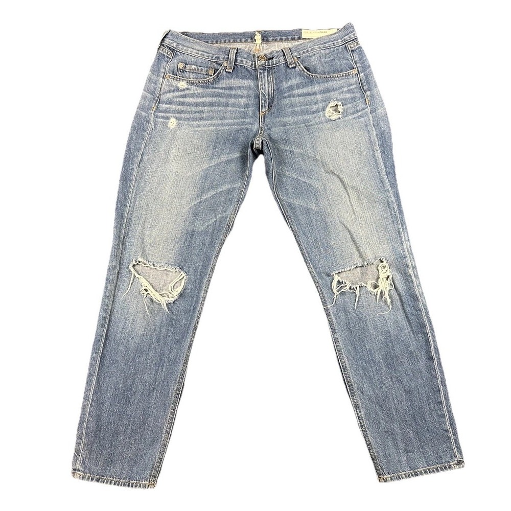 rag & bone Light Wash Distressed straight leg Jeans